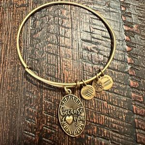 Alex and Ani Matte Gold Because I Love You Charm Bangle Bracelet